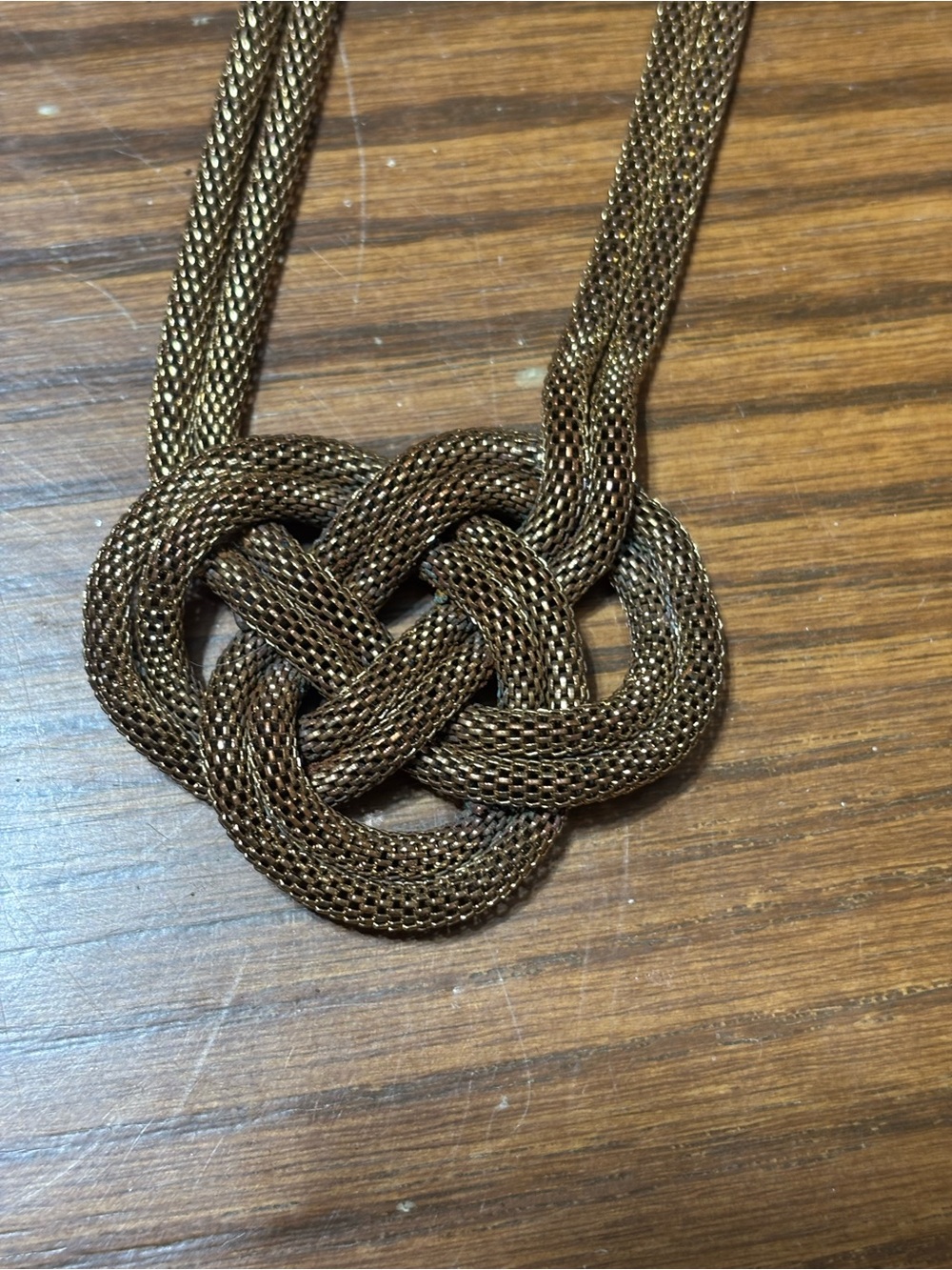 Bijoux Terner Gold Tone Heart Knot Mesh Chain Necklace